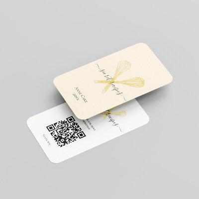 Gold Whisk Bakery Chef Caterer Editable Qr code