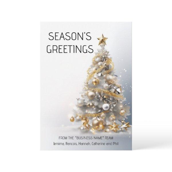 Gold white business christmas tree luxurious photo holiday card