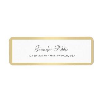 Gold White Elegant Hand Script Name Professional Label