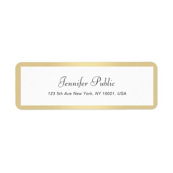 Gold White Elegant Hand Script Name Professional Label