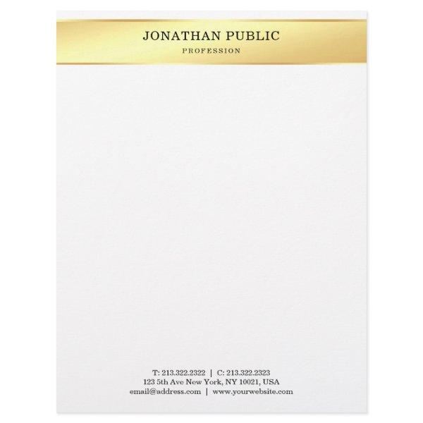 Gold White Elegant Minimalist Design Professional Letterhead