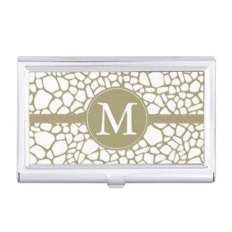 Gold White Giraffe Print monogram Case For