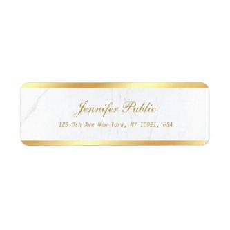 Gold White Marble Calligraphic Script Text Elegant Label