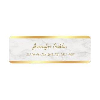 Gold White Marble Calligraphy Script Elegant Cool Label