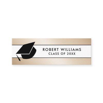 Gold White Metallic  Grad Cap Graduation Insert