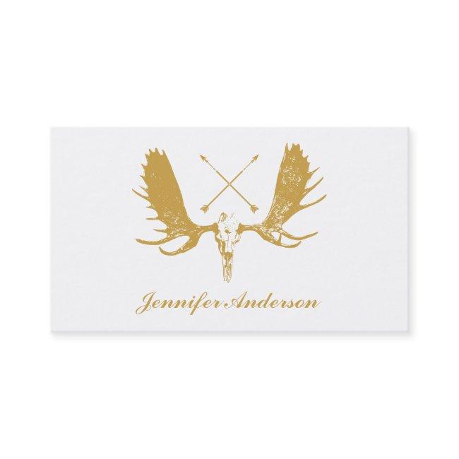 Gold & White Moose Head with Arrows Skull