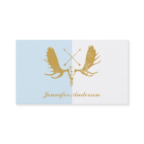 Gold & White Moose Head with Arrows Skull