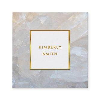 Gold white quarts gemstone professional square