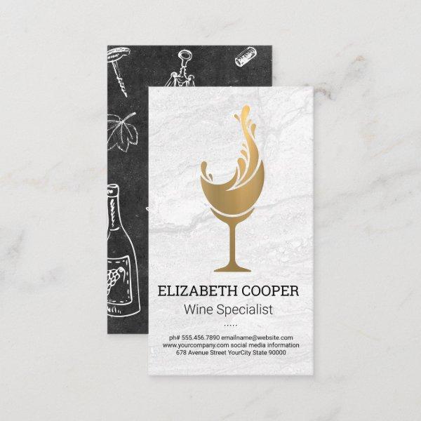 Gold Wine Glass | Marble Background