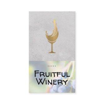 Gold Wine Glass Splash | Grapes on Vine | Winery