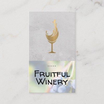 Gold Wine Glass Splash | Grapes on Vine | Winery