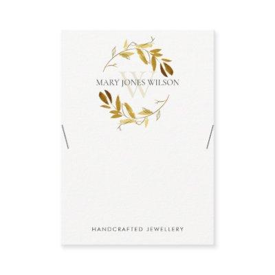 GOLD YELLOW FOLIAGE MONOGRAM NECKLACE DISPLAY LOGO