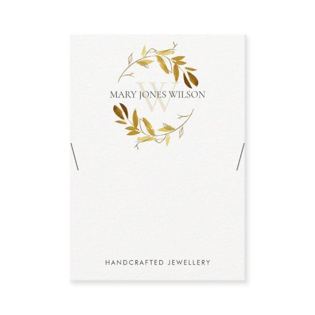GOLD YELLOW FOLIAGE MONOGRAM NECKLACE DISPLAY LOGO