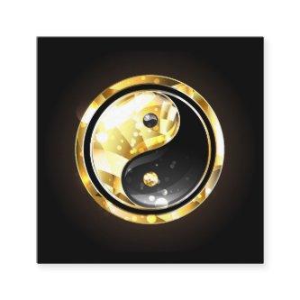Gold Yin Yang on black Square