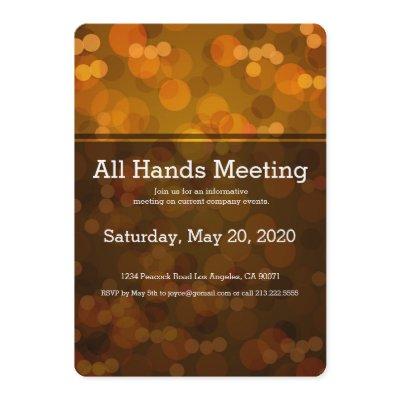 Golden Blurry Lights All Hands Meeting Invitation