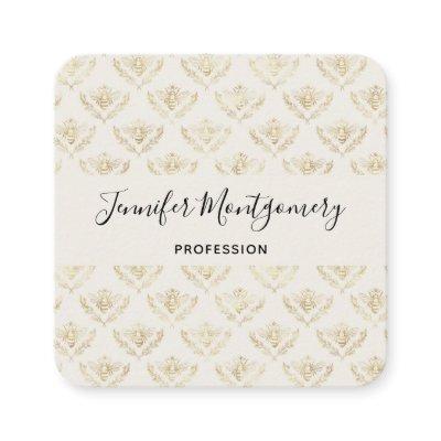 Golden Bumble Bee with a Crown Pattern Square