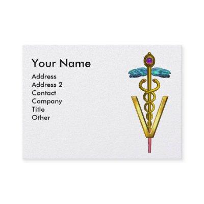 GOLDEN CADUCEUS VETERINARY SYMBOL Aqua Blue White