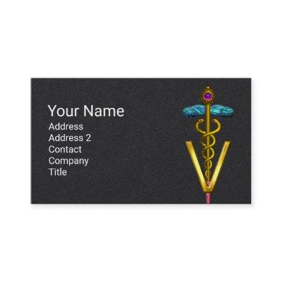 GOLDEN CADUCEUS VETERINARY SYMBOL Black Paper