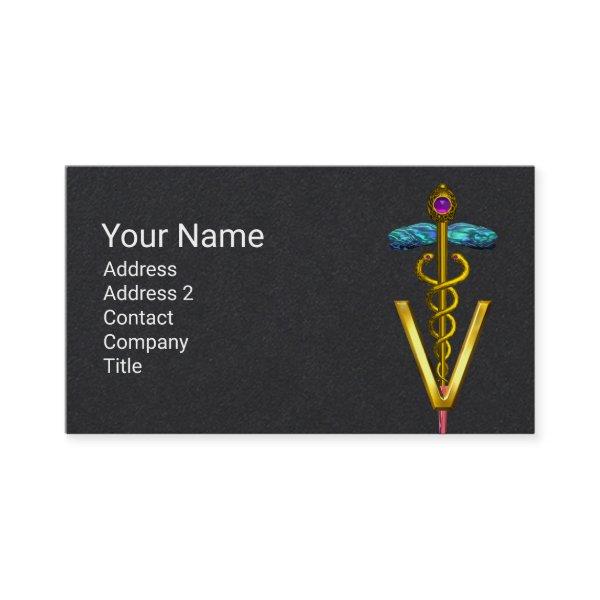 GOLDEN CADUCEUS VETERINARY SYMBOL Black Paper