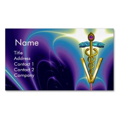 GOLDEN CADUCEUS VETERINARY SYMBOL / Blue Purple  Magnet