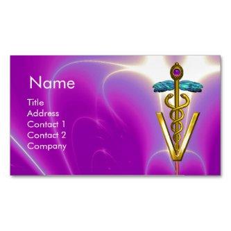 GOLDEN CADUCEUS VETERINARY SYMBOL / Fuchsia Purple Magnetic