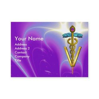 GOLDEN CADUCEUS VETERINARY SYMBOL / Purple Blue