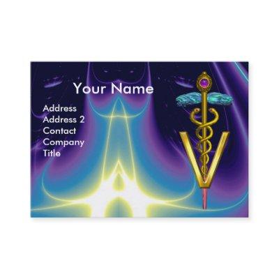 GOLDEN CADUCEUS VETERINARY SYMBOL / Purple Blue