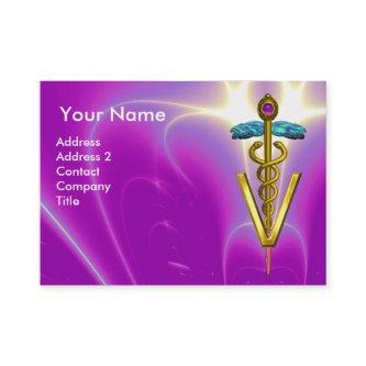 GOLDEN CADUCEUS VETERINARY SYMBOL / Purple Fuchsia