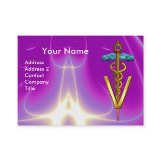 GOLDEN CADUCEUS VETERINARY SYMBOL / Purple Fuchsia