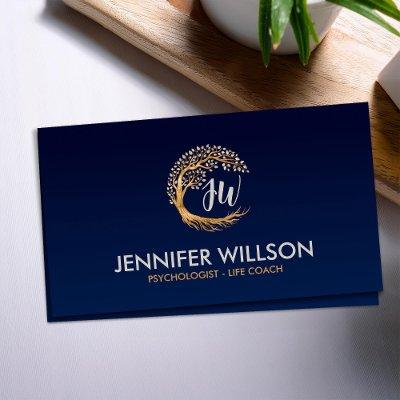 Golden Circular tree with pearl leaves Monogram