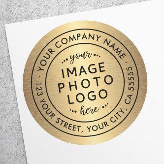 Golden color gradient business logo return address classic round sticker
