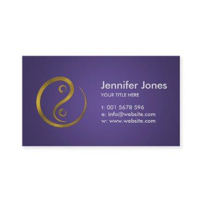 Golden Embossed Yin Yang symbol  on purple