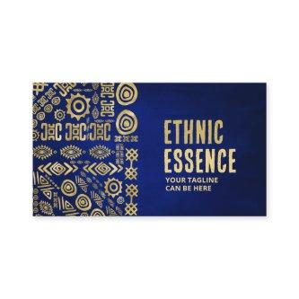 Golden Ethnic Pattern Ornament on blue