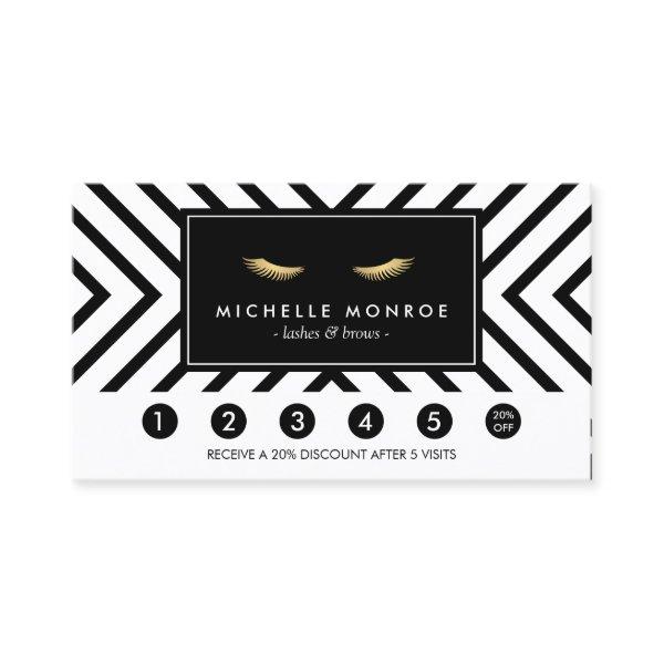 Golden Eyelashes with Pattern Loyalty Card