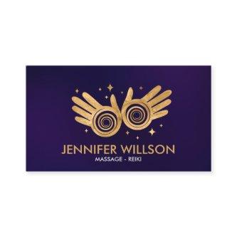 Golden Healing Hands Energy Spiral on violet