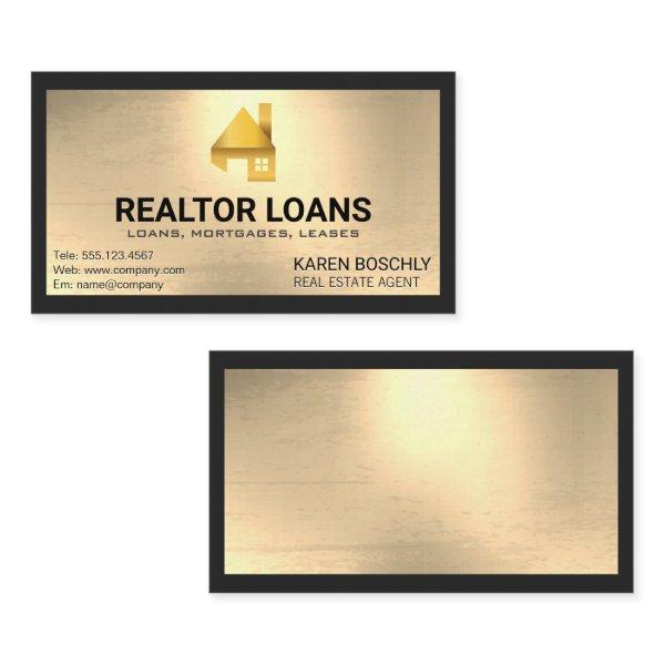 Golden Home Logo | Gold Metallic Background