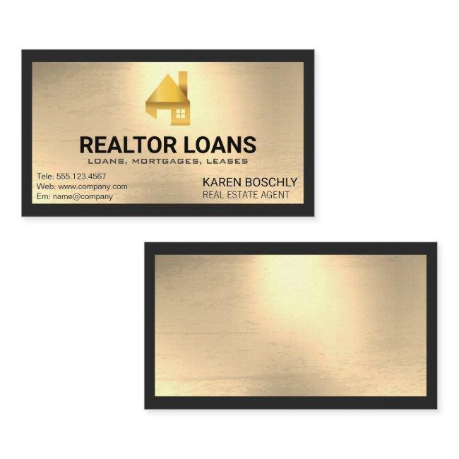 Golden Home Logo | Gold Metallic Background