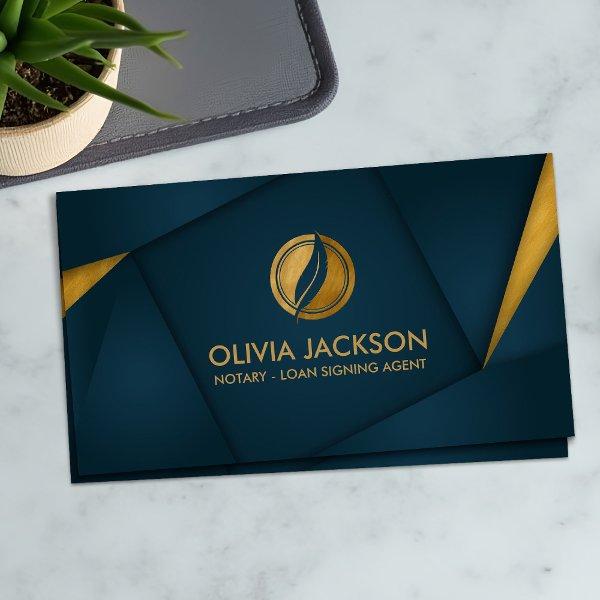 Golden Quill Pen and Geometric Layout