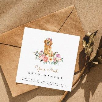 Golden Retriever Dog Floral Appointment Reminder Square