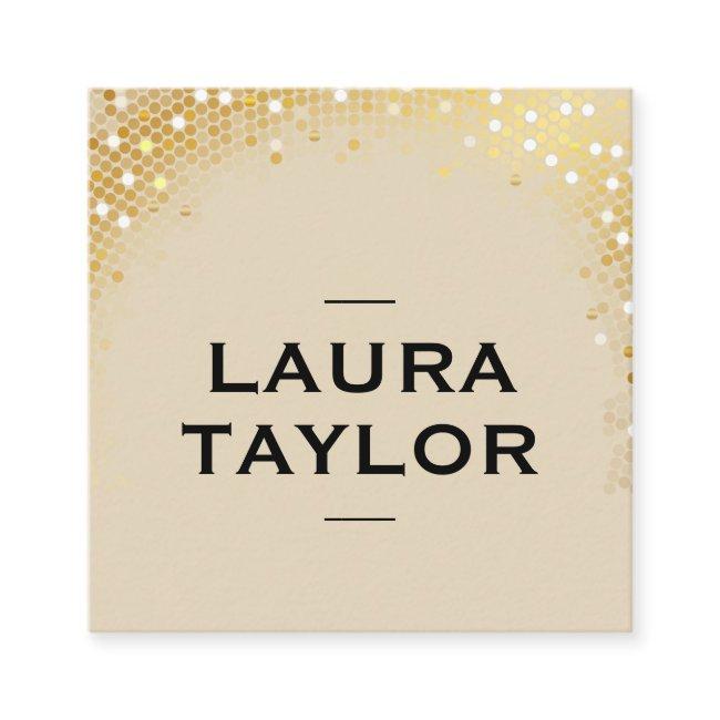 Golden Sequin Beige Black Square