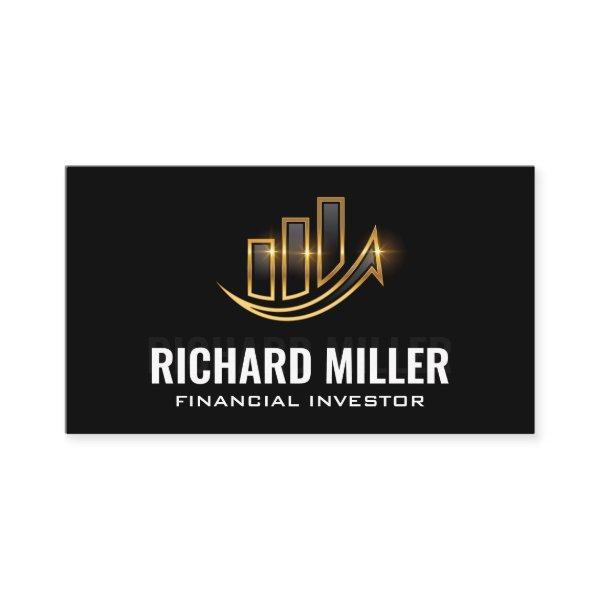 Golden Shine Bar Graph Financial Logo