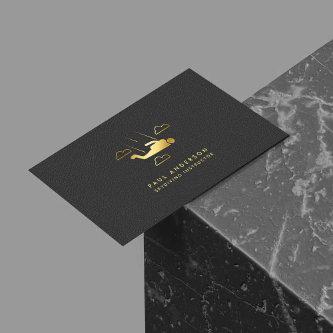 Golden Skydiving Instructor Elegant Logo Monogram