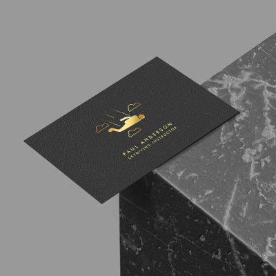 Golden Skydiving Instructor Elegant Logo Monogram