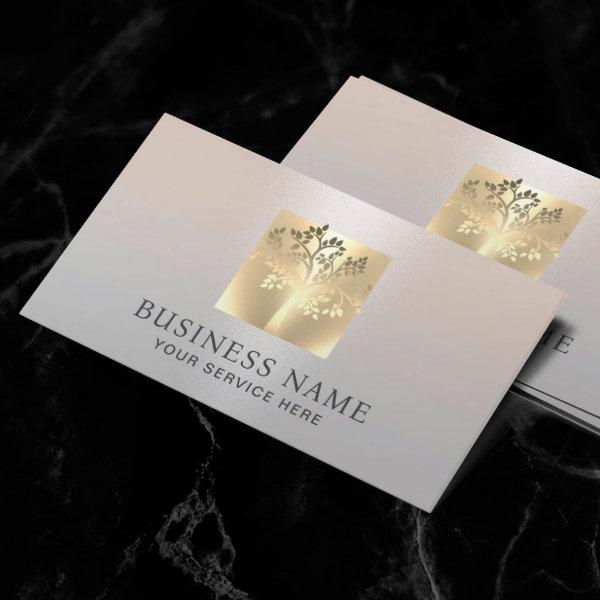 Golden Tree Logo Modern Silver Salon & SPA