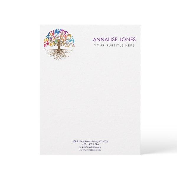 Golden Tree of life - Yggdrasil - Colorful Leaves Letterhead