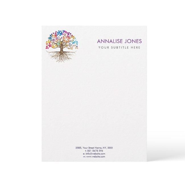 Golden Tree of life - Yggdrasil - Colorful Leaves Letterhead