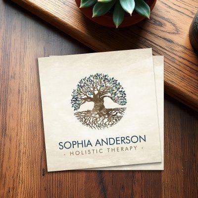 Golden Tree of life - Yggdrasil - Marble Leaves Bu Square