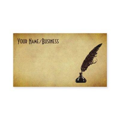 Golden Vintage Quill Pen and Ink Well