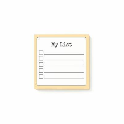 Golden Yellow Retro Lined Checklist Post-it Notes
