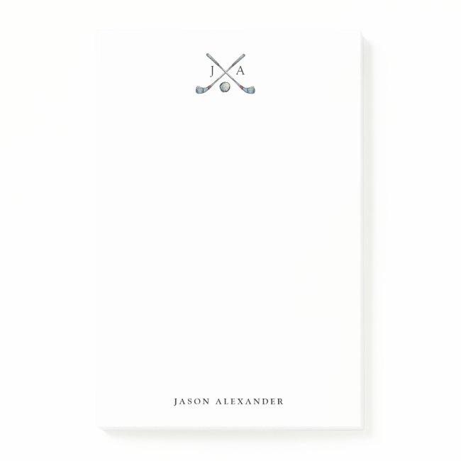 Golf clubs and Ball with Initials Flat Post-it Notes